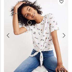 Madewell Front Tie Tee in Sweet Blossom